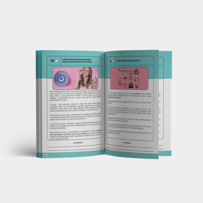 Páginas de marketing digital em revista colorida
